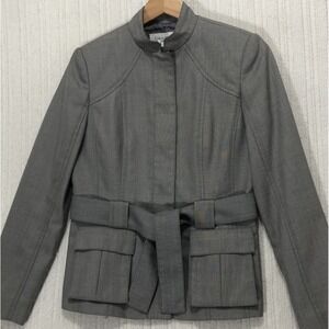 Calvin Klein Gray Belted Blazer Jacket Women's‎ Size 4 Career Office